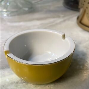 Yellow and White Ceramic Ashtray